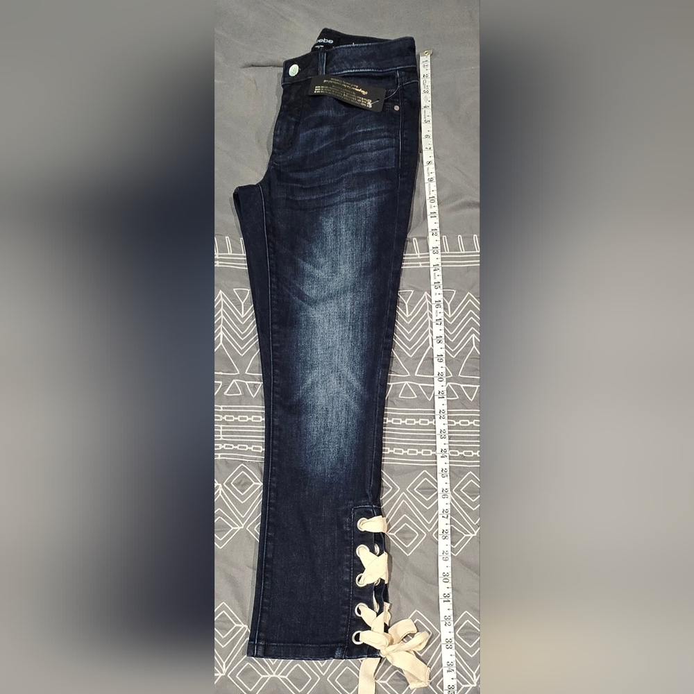 Bebe Lace Up Heartbreaker Cropped Jeans Size 25 - Picture 2 of 13